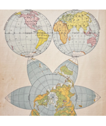 1898 Map East &amp; West Hemispheres Victorian Physical Geography Atlas Prin... - $32.58 CAD