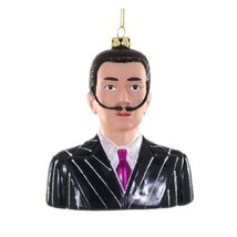 SALVADOR DALI ORNAMENT 5&quot; Glass Bust Christmas Tree Spainish Surrealist ... - £17.34 GBP