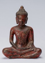 Ancien Khmer Style Bois Assis Bouddha Statue Dhyana Méditation Mudra 20c... - £173.02 GBP