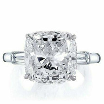 Cushion Cut 3.50Ct Three Diamond 14k White Gold Finish Engagement Ring in Size 9 - £114.30 GBP