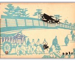 Mikumo Japanese Wood Block Hand Print Continental Postcard Z6 - $19.75