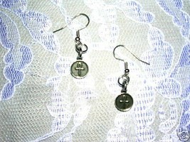 New Solid Silver Pewter Life Symbol Anhk / Ankh Disc 3D Dangle Charm Earrings - £4.71 GBP
