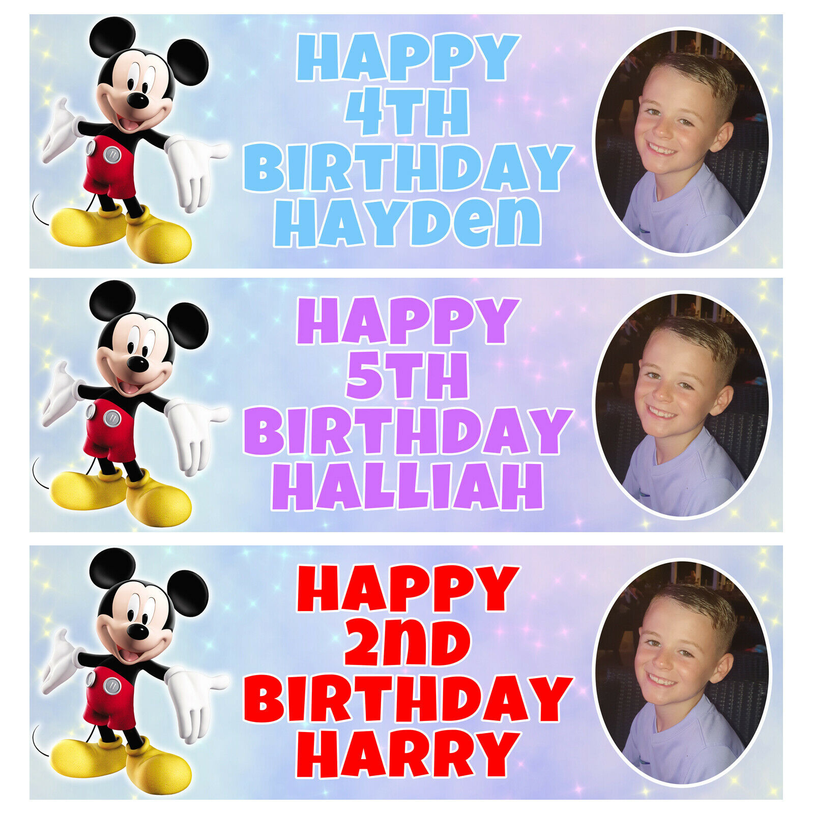 MICKEY MOUSE PHOTO Personalised Birthday Banner - Birthday Party Banner ... - $4.81