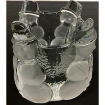 Nybro Snowman Candle Holder Scandinavian Crystal Art Glass Vintage 1985 - £31.46 GBP