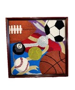 VTG Framed Needlepoint Art Football Golf Soccer Tennis Baseball Basketba... - $55.23 CAD