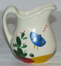 Vintage 1950&#39;s Mexico Hand Painted Lofisa Ceramic Sombrero Souvenir PItcher - $9.89