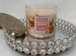 Bath And Body Works Pink Peach Blossom 3-Wick Candle 14.5 Oz * New - £25.86 GBP