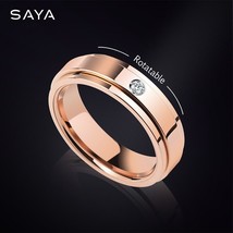 Couple Ring for Men Women,Personalized Rotatable Tungsten Jewelry,Inlay Moissani - £91.82 GBP