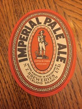 Vintage “Imperial Pale Ale” by N. Z. Breweries Ltd. New Zealand . Original Label - £6.18 GBP