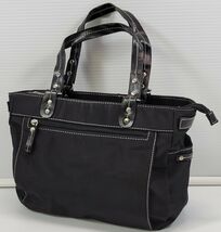 Gianni Black Polyester Bag Purse White Stitching Baguette Handbag - $7.91