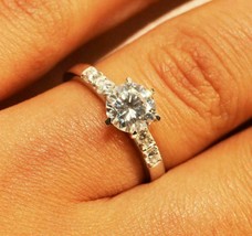 Round Cut 2.10Ct Simulated Diamond 14k White Gold Finish Engagement Ring Size 5 - £105.45 GBP
