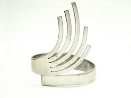 Vintage Taxco Deco Modernist Sterling Silver Clamper Bracelet - £158.16 GBP