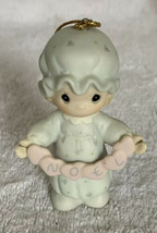 Vintage 1987 Precious Moments Girl “Noel” Christmas Ornament Samuel Butcher 3” - £13.58 GBP