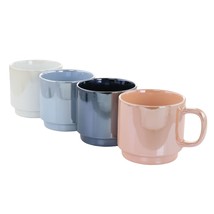 Mr. Coffee Cafe Celestial 4 Piece 14.8 Ounce Stoneware Pearlized Mug Set in A... - $57.97