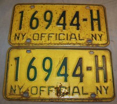 1970s Ny Official Matched Set License Plate New York 16944-H Car Auto Truck - £28.12 GBP