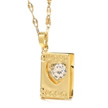 New Korean Natural Zircon Charm Necklaces For Girl Women&#39;s Gold Color Book Penda - £6.66 GBP