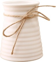 White Ceramic Anding 5 Point 7 Inches Modern Ribbed Small Tabletop Cente... - $44.96