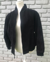 Vtg Global Identity G3 Suede Black Leather Jacket Medium 80s Fashion Casual Coat - £33.12 GBP