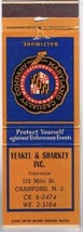 Matchbook Cover Yeakel &amp; Sharkey Insurance Cranford New Jersey - £1.53 GBP