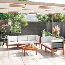 vidaXL Cream Acacia Wood Garden Lounge Set 6-Piece Solid Wicker Patio Furniture - $17,348.08 MXN