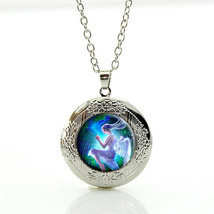 Angel with Wings Cabochon LOCKET Pendant Silver Chain Necklace USA Ship #123 - £11.99 GBP