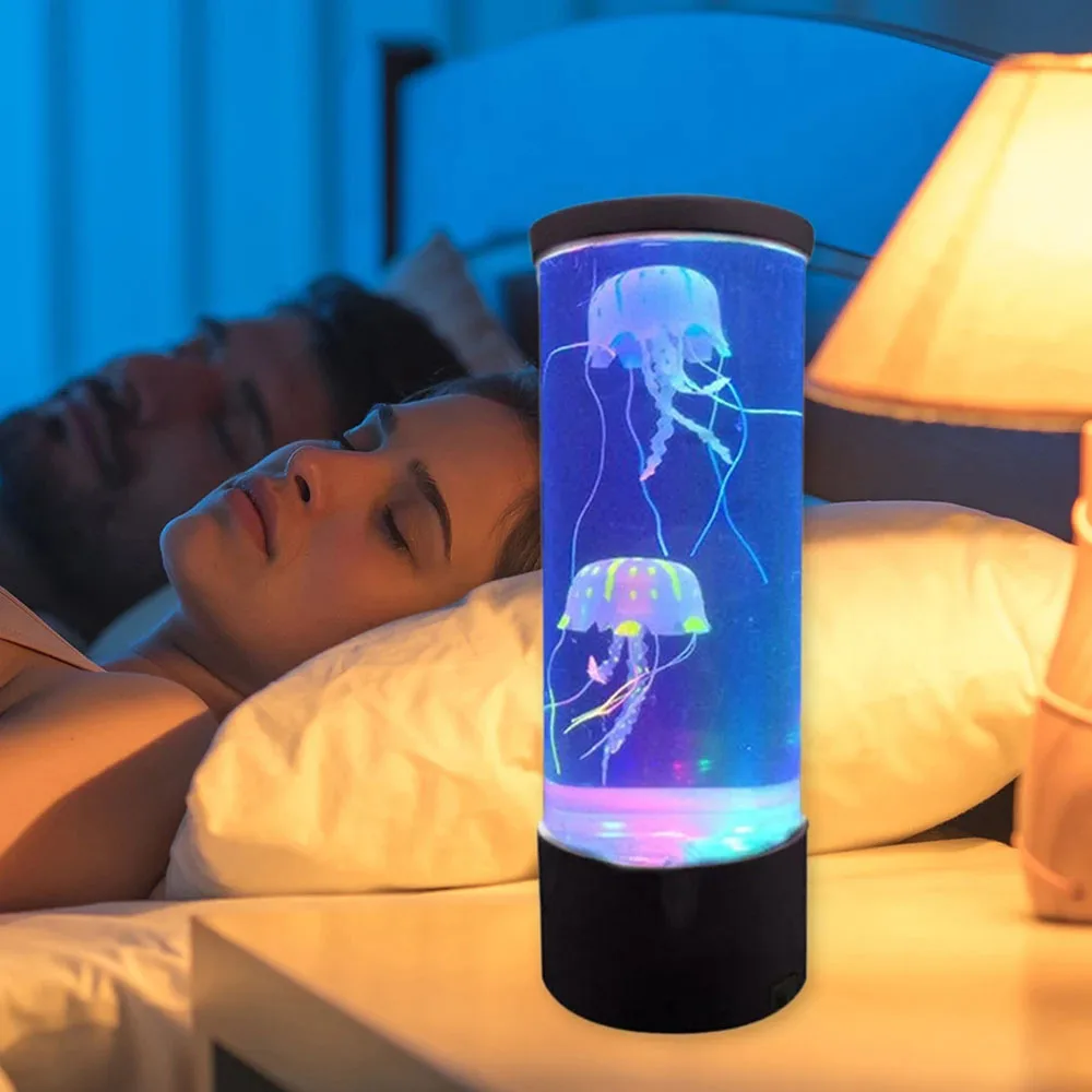 Usb battery powered jellyfish water tank aquarium led lamp color changing bedside night thumb200