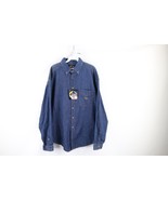 NOS Vintage 90s Fila Mens Large Spell Out Baggy Fit Denim Jean Button Shirt - $92.27 CAD