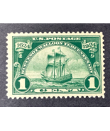 U.S. 1924 Postage Stamp #614 Huguenot-Walloon Issue 1c Green Mint Hinged... - $12.00