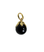 Tiny Black Onyx Ball 10K Yellow Gold Pendant - $42.75