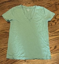 JCrew Factory Women’s  Slub Cotton V-Neck Tee Size Medium Mint Green - $12.99