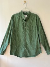 American Eagle Men Sz L Button Up Shirt Green Geometric Long Sleeve Stan... - $299.30 MXN