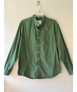 American Eagle Men Sz L Button Up Shirt Green Geometric Long Sleeve Stan... - €13,61 EUR