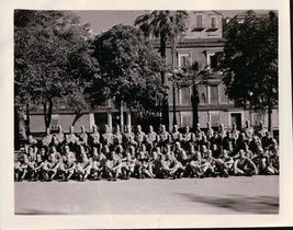 Vintage Army Platoon Possessing In Front Of Building WWII 1940s - $5.99