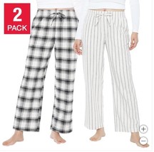 Gap Womens Pajama Pants Cream Black 2-Pack Flannel Pockets Cotton Soft - $44.99