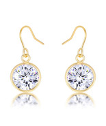 18k Gold Plated Bezel Solitaire Drop Earrings - €23,64 EUR