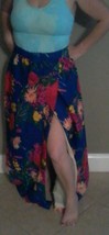 Vtg A Division Of Leslie Fay Hawaiian Floral Long Skirt Slit Sexy Rockabilly Med - £63.07 GBP