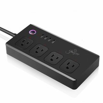 Wi-Fi Smart Power Strip Surge Protector, Multi Plug With 4 Ac Outlets 4 Usb Port - £39.49 GBP