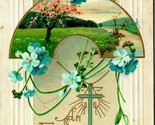 An Easter Remembrance Art Deco Flowers Cross Embossed Gilt DB Postcard E3 - $10.84