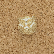 TIGER HEAD yellow gold-plated tie tack - detailed 5/8&quot; big cat hat or la... - £14.15 GBP