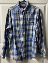 Arrow Sport Shirt Mens XL Blue Plaid Flannel Long Sleeve Button Down Cab... - $12.14