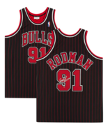 Dennis Rodman Autographed Bulls Pinstripe Authentic Jersey Fanatics - £387.73 GBP