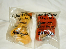 Walt Disney Simba and Pumbaa mini bean plush mfg. for Kellogg&#39;s  2001  new - £10.89 GBP