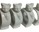 Set Of 4 White Cat Porcelain Napkin Rings - £11.75 GBP