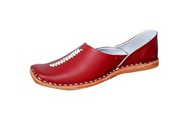 Mens Jutti Mojari ethnic Rajasthan Flat Shoe US size 8-12 Red Dolma - £29.87 GBP