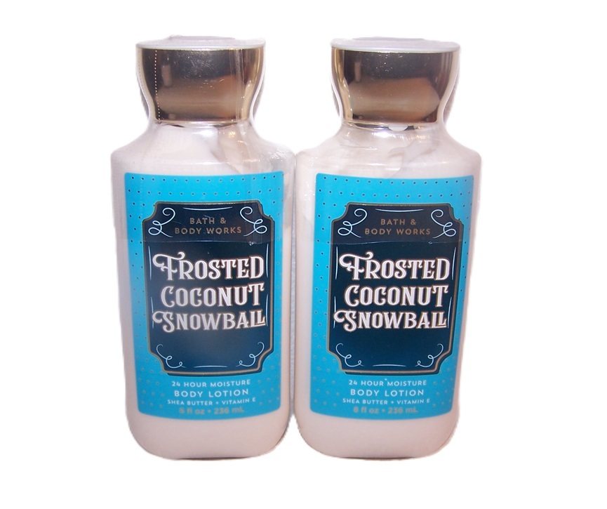 Frosted Coconut Snowball 24 Hour Moisture Body Lotion 8 oz Bath & Body Works  x2