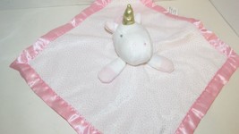 Target limited ed unicorn pink satin trim baby security blanket white gold - £9.46 GBP