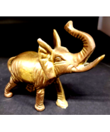 Vintage Solid Brass 5&quot; African GOOD LUCK Elephant Statue Trunks Up Figurine - £16.22 GBP