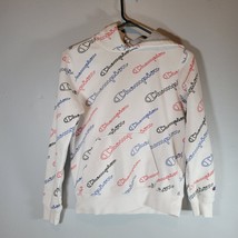 Champion Hoodie Youth Size L White w/ Multicolor LOGOs - $12.97