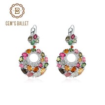 Le earrings multicolor natural tourmaline gemstone drop earrings in 925 sterling silver thumb200