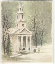 Vintage Christmas Card Church in Snow 1960&#39;s Hallmark - £5.42 GBP